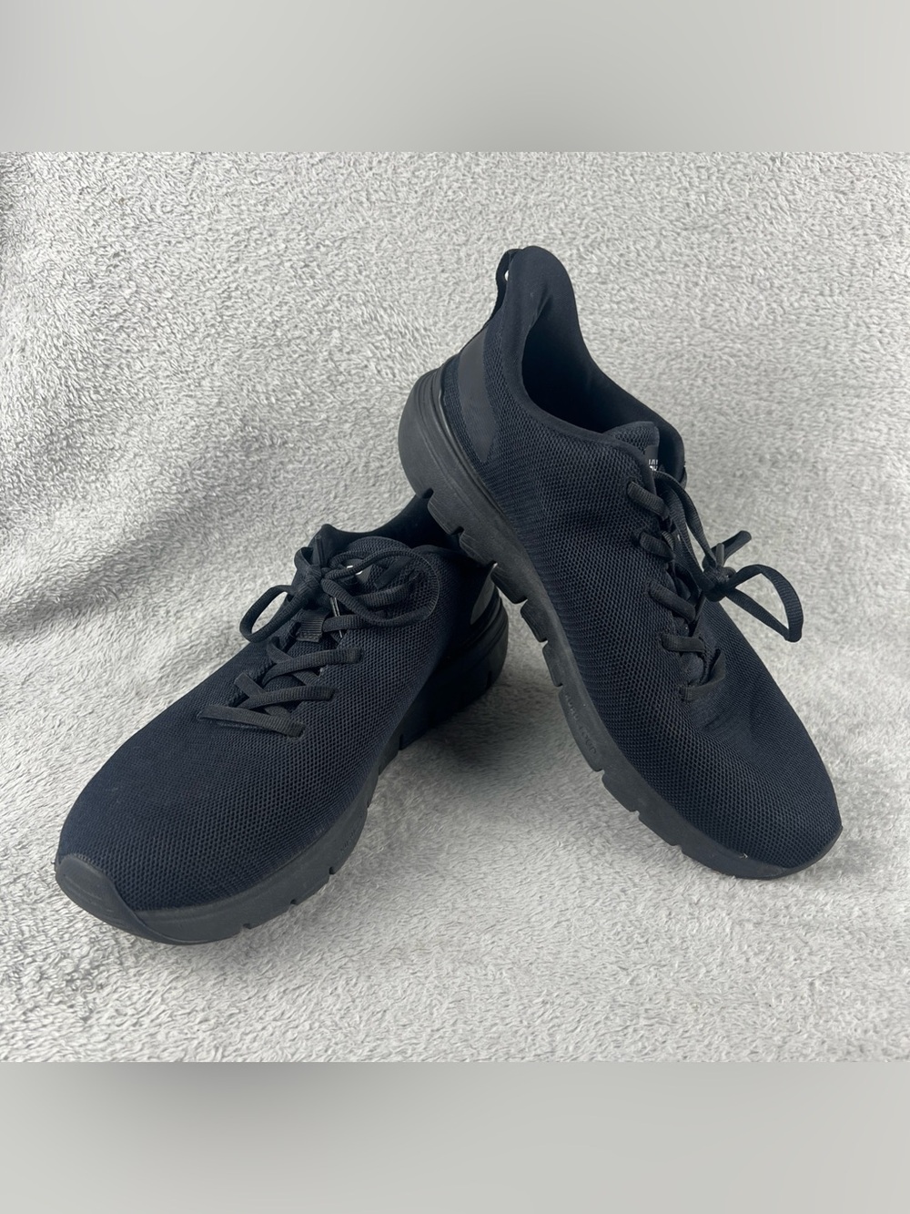 Kuru Flex Via Mens 10.5 Black Athletic Running Walking Shoes Sneakers Slip In